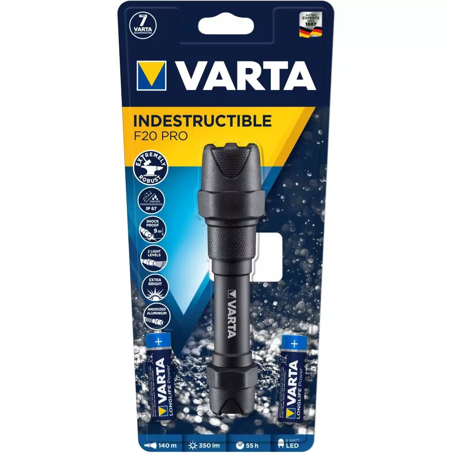 Torche Indestructible VARTA PRO F20 +2 Piles AA - 18711101421 3 Torche Indestructible VARTA PRO F20 +2 Piles AA - 18711101421