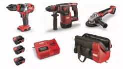 Lot 18V FLEX - Perceuse-visseuse + Perforateur + Meuleuse - 3 Batteries + Chargeur + Accessoires