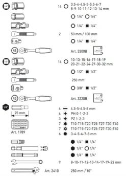 Coffret D'outils Pro-Line 1/4" + 1/2" KRAFTWERK 263 Pièces - 3948 -Atelier D'outillage KRA00053 2