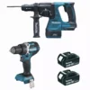 Ensemble De 2 Machines 18 V Li-Ion 5 Ah MAKITA Perceuse DDF484 + Perfo DHR243 - 2 Batteries, Chargeur, Coffret - DLX2191TJ -Atelier D'outillage MAK0298 1