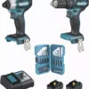 Ensemble De 2 Machines 18 V Li-Ion 5 Ah MAKITA Visseuse DTD155 + Perceuse DHP483 - 2 Batteries, Chargeur, Coffret - DLX2221TJ2 -Atelier D'outillage MAK0301 1