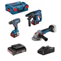 Lot 3 Machines 18V Perceuse GSR-28 + Perforateur GBH-21+ Meuleuse GWS-10PC + 3 Batteries BOSCH - LBH2